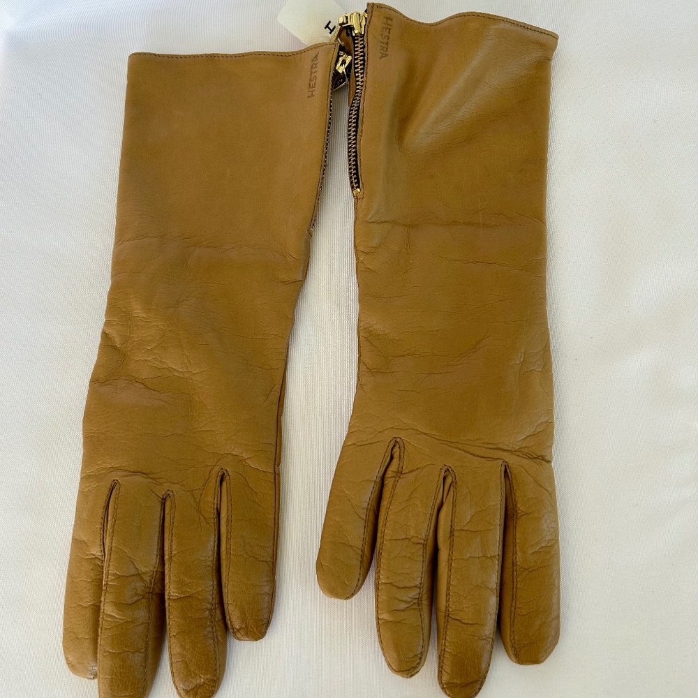 Hestra Mid Arm Length Leather Gloves Suede/Wool Lined Women's Size 7
